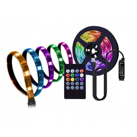 Vakoss USB RGB LED trak 3m s kontrolerjem, utripanje v ritmu glasbe