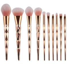 Northix Set čopičev za ličenje, 10 čopičev - Rosé gold 