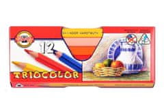 Koh-i-Noor barvice TRIOCOLOR trikotni debeli set 12 kosov v papirnati škatli