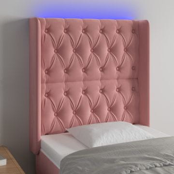 Vidaxl vidaXL Vzglavje postelje z LED svetlo roza 83x16x118/128 cm žamet