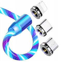 hurtnet 3v1 mikro tip-c USB LED magnetni kabel za prenos in polnjenje telefonov 1m