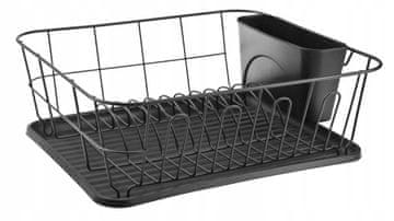 shumee Odcejalnik za posodo Togo s stojalom 37x33x13,5 cm črne barve