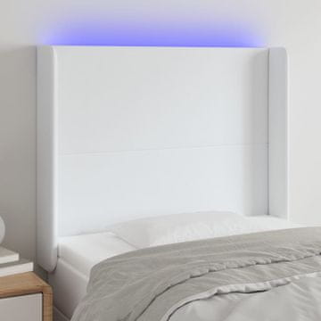 Vidaxl vidaXL LED vzglavje postelje belo 83x16x118/128 cm umetno usnje