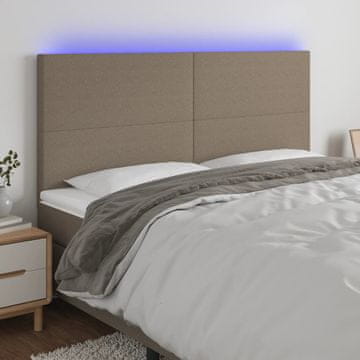 Vidaxl vidaXL Vzglavje postelje z LED osvetlitvijo, sivo-rjavo, 200 x 5 x 118/128 cm, blago