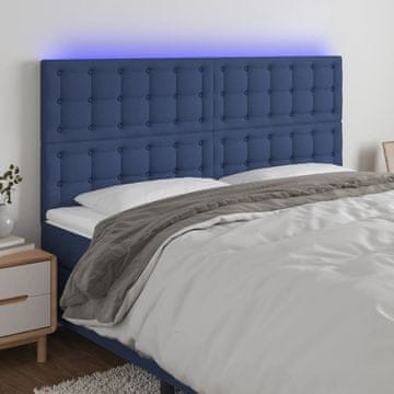 Vidaxl vidaXL Vzglavje postelje z LED modro 160x5x118/128 cm blago