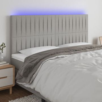 Vidaxl vidaXL Vzglavje postelje z LED svetlo sivo 200x5x118/128 cm blago