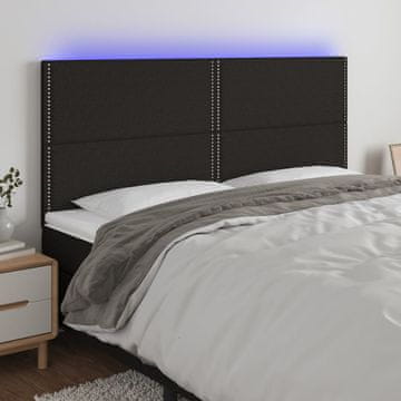 Vidaxl vidaXL Vzglavje postelje z LED diodo črno 200x5x118/128 cm blago