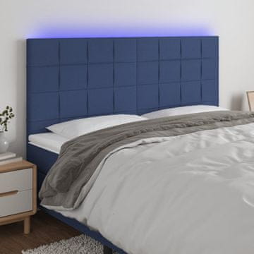 Vidaxl vidaXL Vzglavje postelje z LED modro 160x5x118/128 cm blago