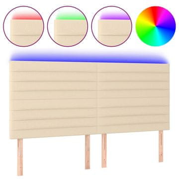 Vidaxl LED posteljno vzglavje krem 200x5x118/128 cm blago