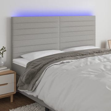 Vidaxl vidaXL Vzglavje postelje z LED svetlo sivo 180x5x118/128 cm blago