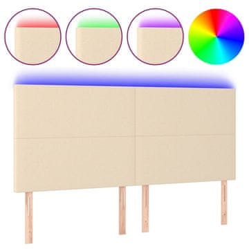 Vidaxl LED posteljno vzglavje krem 200x5x118/128 cm blago