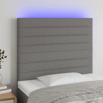 Vidaxl vidaXL Vzglavje postelje z LED diodo temno sivo 100x5x118/128 cm blago