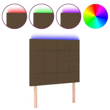 Vidaxl LED posteljno vzglavje temno rjavo 80x5x118/128 cm blago