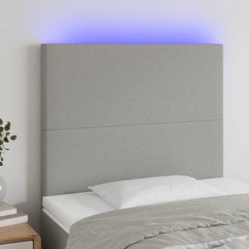 Vidaxl vidaXL Vzglavje postelje z LED svetlo sivo 80x5x118/128 cm blago