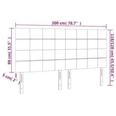 Vidaxl LED posteljno vzglavje svetlo sivo 200x5x118/128 cm žamet