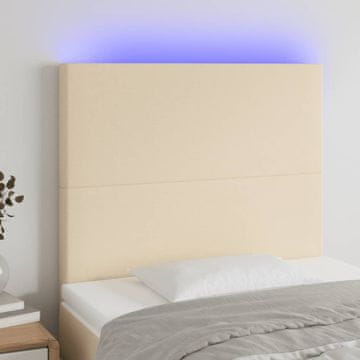 Vidaxl vidaXL Vzglavje postelje z LED zaslonom, kremno, 100x5x118/128 cm, blago