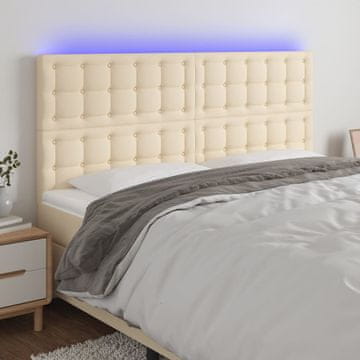 Vidaxl vidaXL Vzglavje postelje z LED zaslonom, kremno, 160x5x118/128 cm, blago