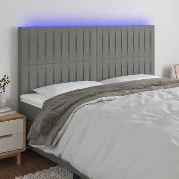 Vidaxl vidaXL Vzglavje postelje z LED diodo temno sivo 180x5x118/128 cm blago
