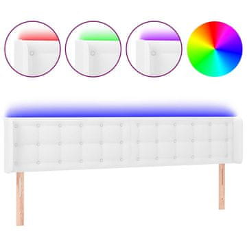 Vidaxl LED posteljno vzglavje belo 163x16x78/88 cm umetno usnje