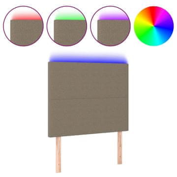 Vidaxl LED posteljno vzglavje taupe 90x5x118/128 cm blago