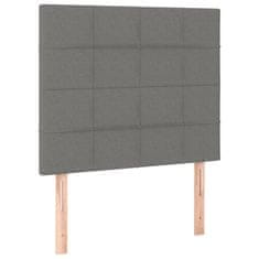 Vidaxl Box spring postelja z vzmetnico temno siva 90x200 cm blago