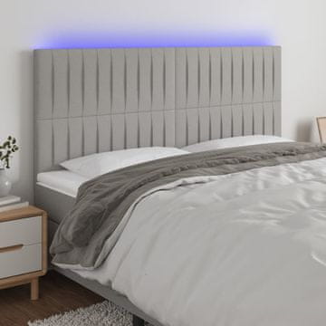 Vidaxl vidaXL Vzglavje postelje z LED svetlo sivo 180x5x118/128 cm blago