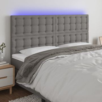 Vidaxl vidaXL Vzglavje postelje z LED diodo temno sivo 180x5x118/128 cm blago
