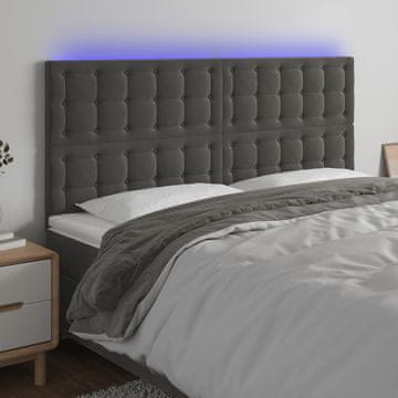 Vidaxl vidaXL Vzglavje postelje z LED diodo temno sivo 200x5x118/128 cm žamet