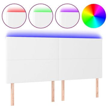 Vidaxl LED posteljno vzglavje belo 200x5x118/128 cm umetno usnje