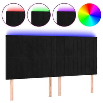 Vidaxl LED posteljno vzglavje črno 180x5x118/128 cm žamet