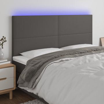 Vidaxl vidaXL Vzglavje za posteljo, sivo, 200x5x118/128 cm, umetno usnje