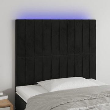 Vidaxl vidaXL Vzglavje postelje z LED diodo črno 80x5x118/128 cm žamet