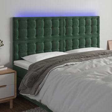 Vidaxl vidaXL Vzglavje postelje z LED diodo temno zeleno 200x5x118/128 cm