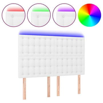 Vidaxl LED posteljno vzglavje belo 144x5x118/128 cm umetno usnje