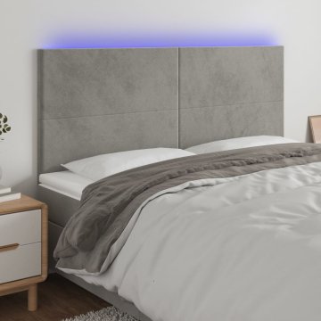 Vidaxl vidaXL Vzglavje postelje z LED svetlo sivo 200x5x118/128 cm žamet