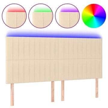 Vidaxl LED posteljno vzglavje krem 200x5x118/128 cm blago