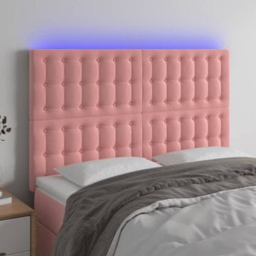 Vidaxl vidaXL Vzglavje postelje z LED svetlo roza 144x5x118/128 cm žamet