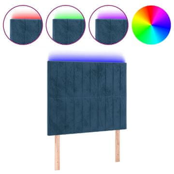 Vidaxl LED posteljno vzglavje temno modro 90x5x118/128 cm žamet