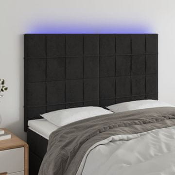 Vidaxl vidaXL Vzglavje postelje z LED diodo črno 144x5x118/128 cm žamet