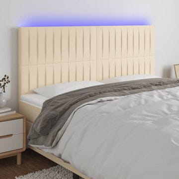 Vidaxl vidaXL Vzglavje postelje z LED zaslonom, kremno, 200x5x118/128 cm, blago