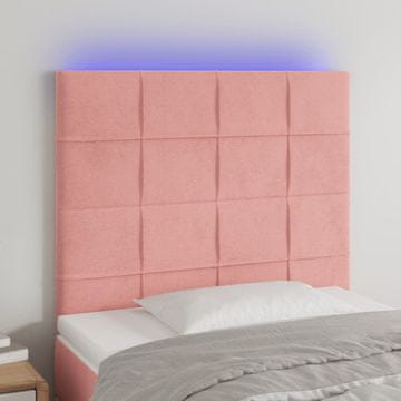 Vidaxl vidaXL Vzglavje postelje z LED svetlo roza 80x5x118/128 cm žamet