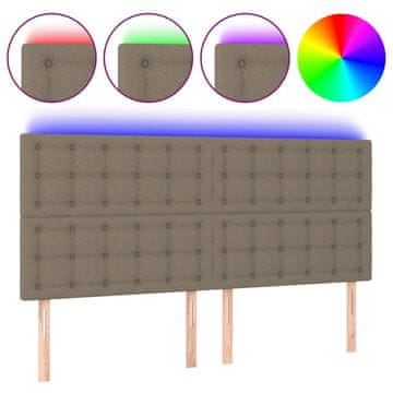 Vidaxl LED posteljno vzglavje taupe 160x5x118/128 cm blago