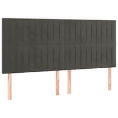 Vidaxl LED posteljno vzglavje temno sivo 160x5x118/128 cm žamet