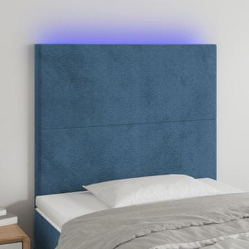 Vidaxl vidaXL Vzglavje postelje z LED diodo temno modro 80x5x118/128 cm
