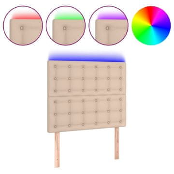 Vidaxl LED posteljno vzglavje kapučino 90x5x118/128 cm umetno usnje