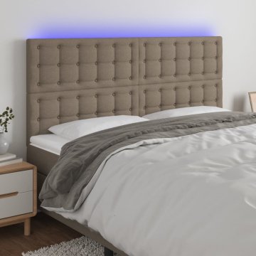 Vidaxl vidaXL Vzglavje postelje z LED osvetlitvijo, sivo-rjavo, 160x5x118/128 cm, blago