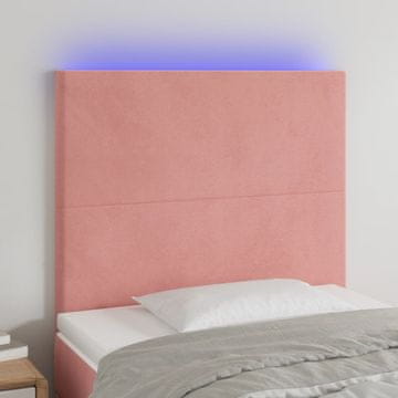 Vidaxl vidaXL Vzglavje postelje z LED svetlo roza 100x5x118/128 cm žamet