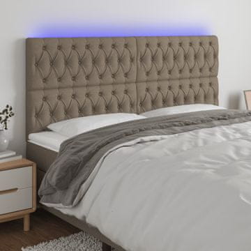 Vidaxl LED posteljno vzglavje taupe 180x7x118/128 cm blago