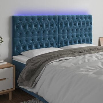 Vidaxl vidaXL Vzglavje postelje z LED diodo temno modro 200x7x118/128 cm