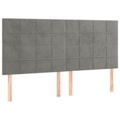 Vidaxl LED posteljno vzglavje svetlo sivo 200x5x118/128 cm žamet